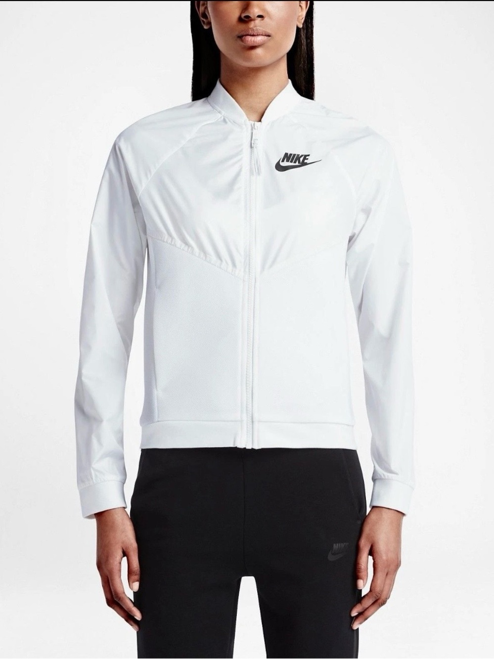 NWOT Medium Nike Tech Hypermesh Bomber Womens Sport Jacket White [725850-100]